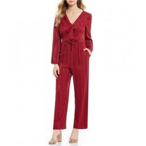 Anthropologie First Monday Red Jumpsuit Long Sleeves